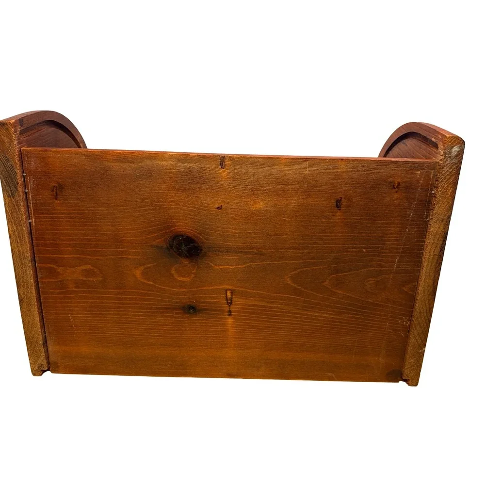 Vintage Wooden Roll Top Bread Box Kitchen Counter Storage Farmhouse Brown MCM